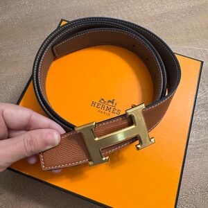 Hermes reversible belt brown